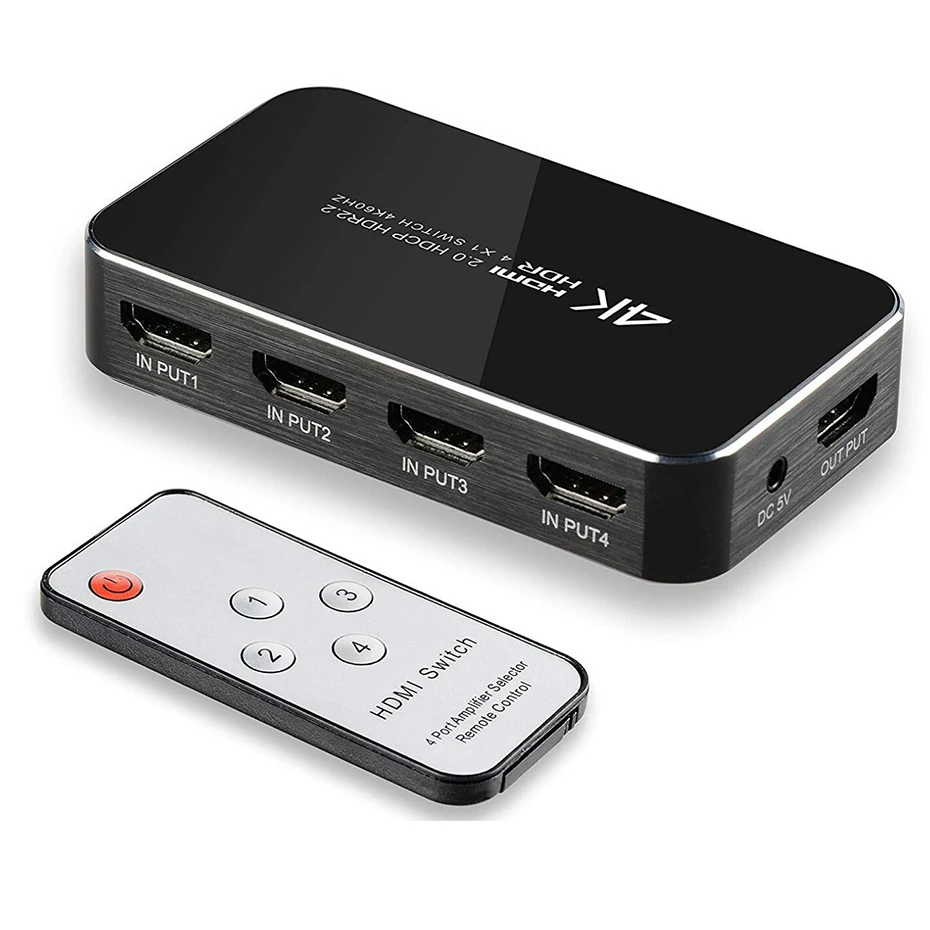 4K HDMI 2,0 переключатель разветвитель 4 в 1 выход 4 к X 2 к/60 Гц HDCP 2,2 пульт дистанционного управления для PS4 pro Blue ray DVD, Xbox