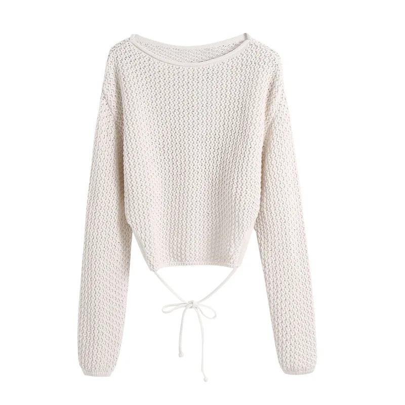 

Женский свитер с круглым вырезом, однотонный Свободный укороченный пуловер с длинными рукавами, вязаный свитер в Корейском стиле, зима 2021