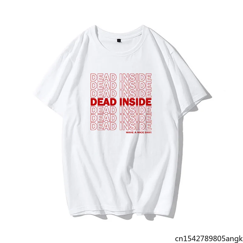 

Летние белые топы с коротким рукавом и надписью Dead Inside в стиле Харадзюку, Свободная Повседневная модная женская футболка Ulzzang Ins