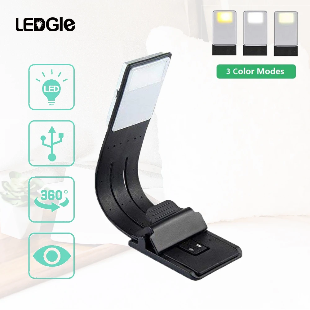 Перезаряжаемая USB лампа для чтения LEDGLE Компактная настольная гибкие