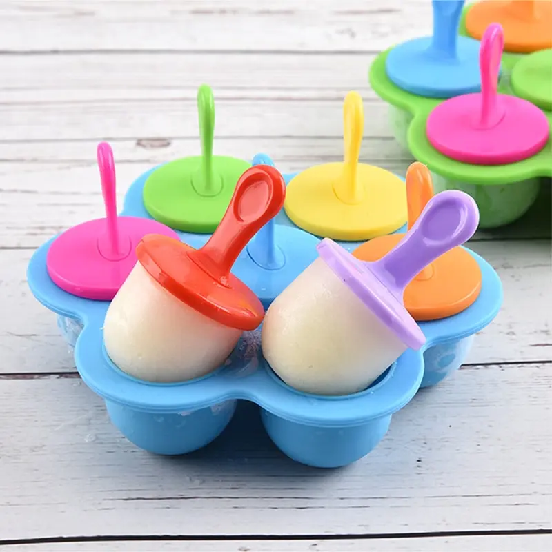 

Silicone Mini Ice Pops Mold Ice Cream Ball Lolly Maker Popsicle Molds Baby DIY Seven-Hole Fruit Shake Ice Cream Mould Cook Tools