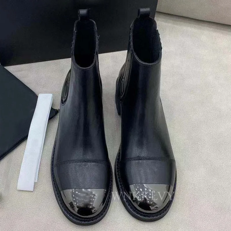 

Ankle boots women new metal round toe real leather thick bottom short boots female autumn winter fashion martin boots 2021