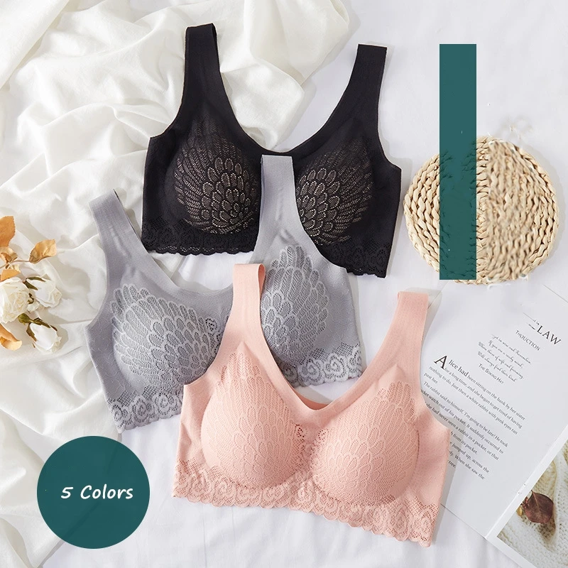 

Бюстгальтер женский бесшовный кружевной, пуш-ап, размера плюс, 3XL4XL