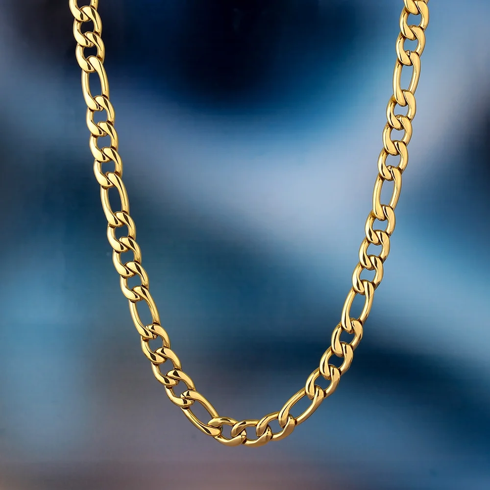 

DNSCHIC Good Quality 7mm Hip Hop Jewelry Wholesale Miami Stainless Steel Figaro Chain