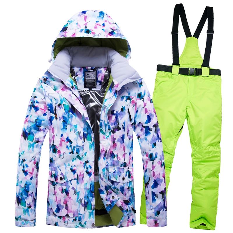 Color 2 Женская одежда для сноуборда брюки куртка для катания на лыжах брюки ветрозащитная водонепроницаемая верхняя спортивная одежда женский лыжный утепленный костюм для защиты от пониженных температур - Цвет: Color 2
