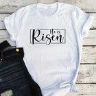 Он воскрес Футболки Уличная Женская религиозные Графический летние футболки Кристиан 2021 Пасхальная одежда для женщин