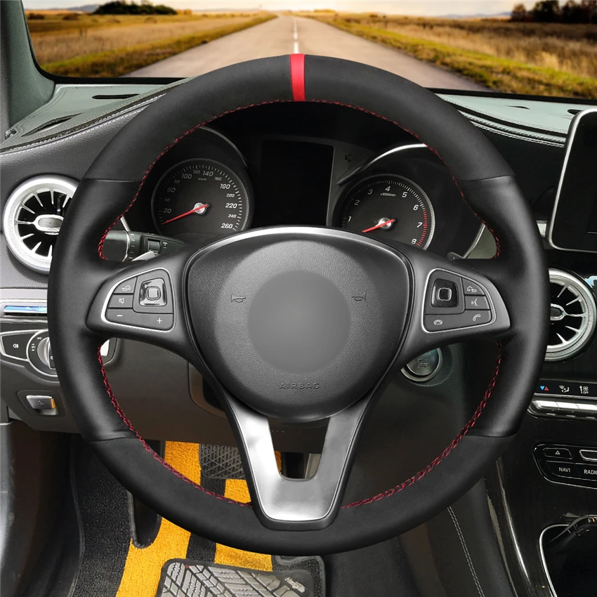 

DIY Anti-Slip Wear-Resistant Steering Wheel Cover For Mercedes Benz C180 C200 C260 C300 B200 Car Interior Decoration
