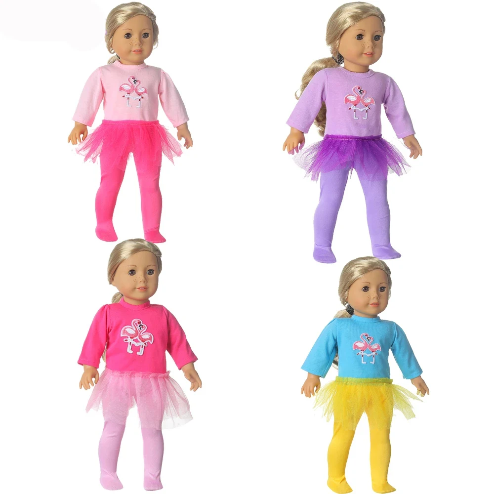 Платье с двойным фламинго колготки юбка костюмы размер 18 дюймов американский и 43