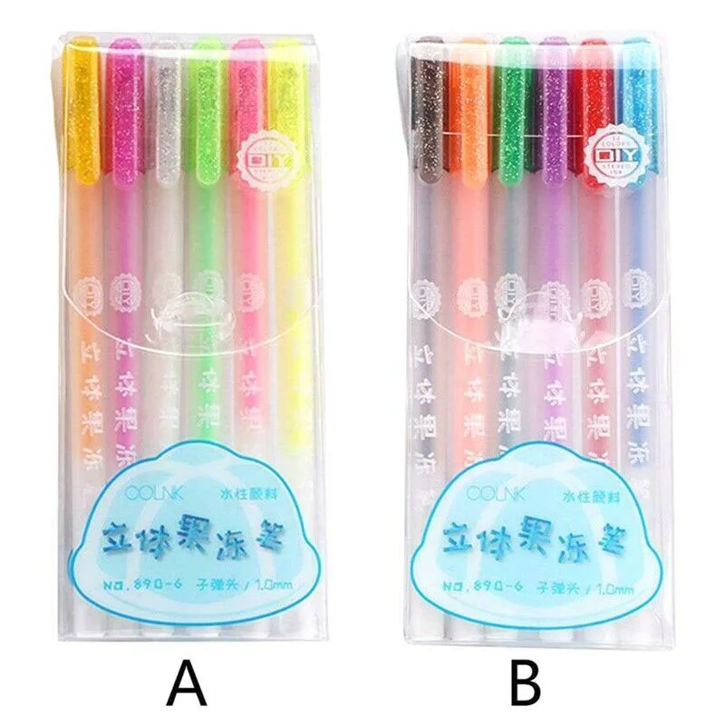 

6Pcs/Set Glossy Jelly Ink Pen Colorful Jelly Ink Pen DIY Craft Hand Painting Doodle Handwriting Scrapbooks Greeting Cards