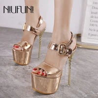 niufuni summer sexy womens sandals fine high heels platform peep toe buckle sandals stiletto nightclub party women shoes hollow