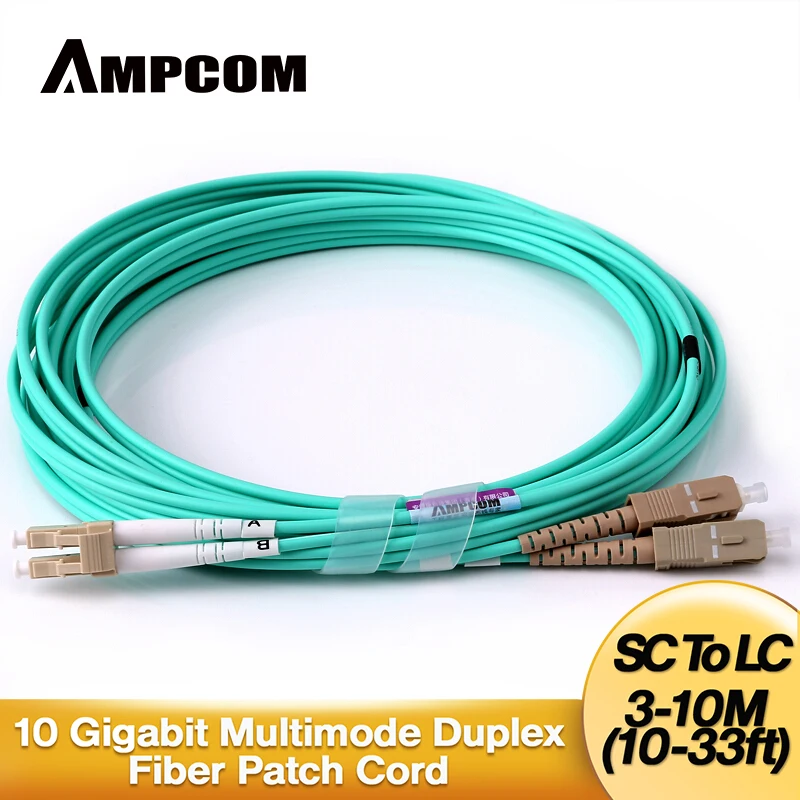 

Fiber Patch Cable, AMPCOM 10G Gigabit Fiber Optic Cables with LC to SC Multimode OM3 Duplex 50/125 LSZH