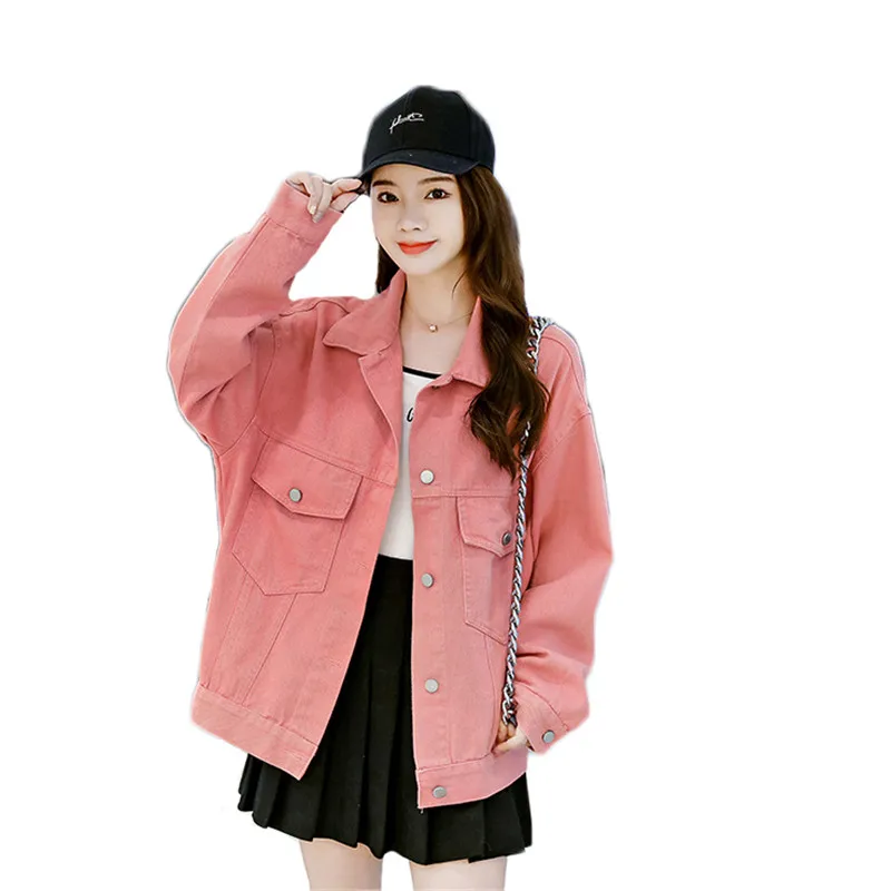 

Taurus Embroidered Denim Short Jacket Women 2021 New Fashion Korean INS Chic Sloid Color Single-breasted Loose Top Female JD1333