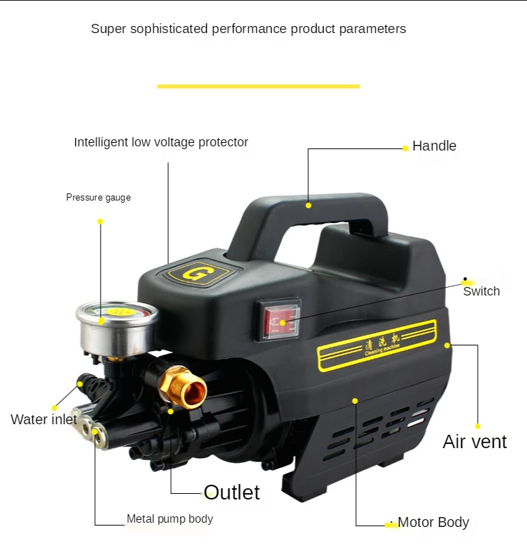

220V 2000W High-Pressure Car Washing Machine/Household High-Pressure Water Pump/Wall Washing Car/High-Power Car Washing Pump