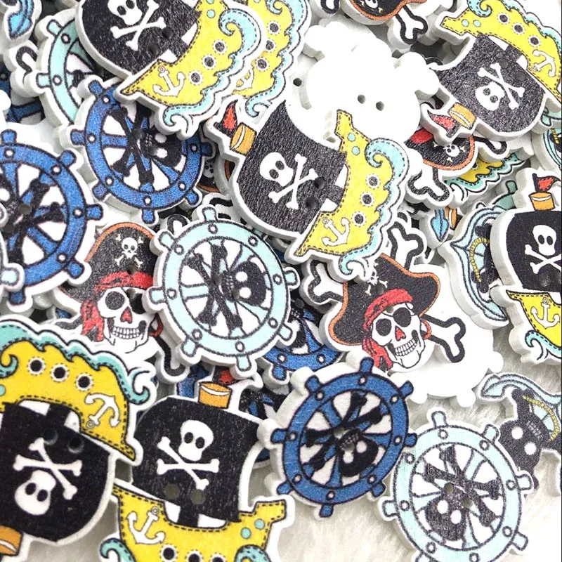 

50pcs Mix Skull Head Wood Buttons Sewing Craft Mix Lots WB364