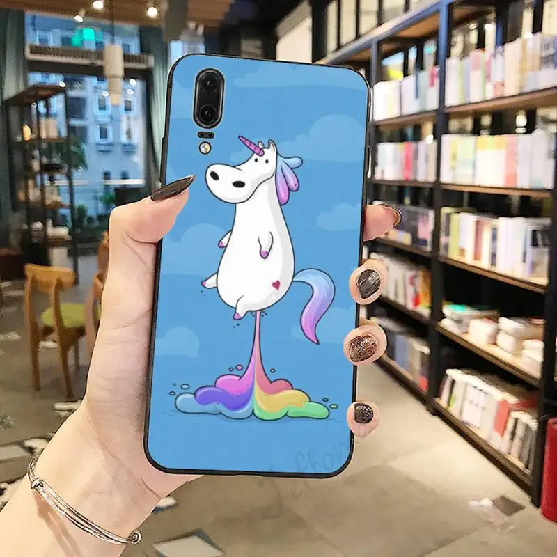 

Cartoon cute Rainbow fart Unicorn Phone Case For Huawei honor Mate P 10 20 30 40 i 9 8 pro x Lite smart 2019 nova 5t
