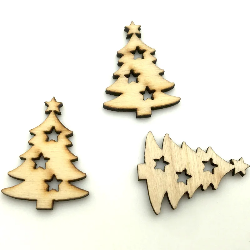 50 шт. 29 х21 мм рождественские деревянные гравировки Рождественская елка сделай