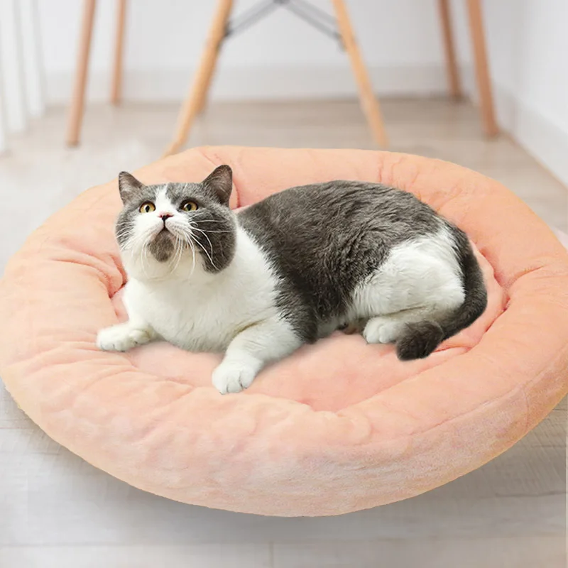 Очень мягкая очень теплая круглая кровать для питомца с длинными волосами