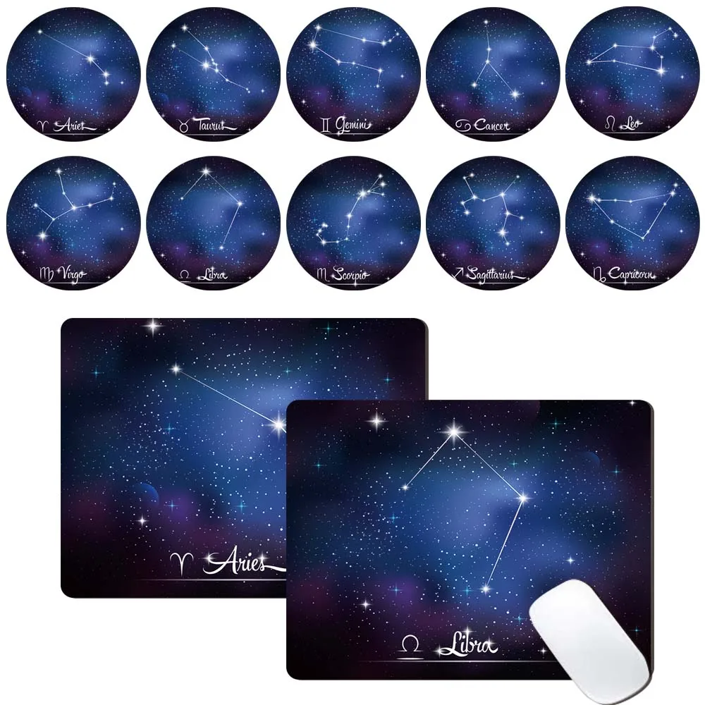 

New Mouse Pad for Computer MacBook Air 13 Pro 15 Huawei D14 15 Dell Hp PU Leather Constellation Print Laptop PC Gaming Mouse Mat