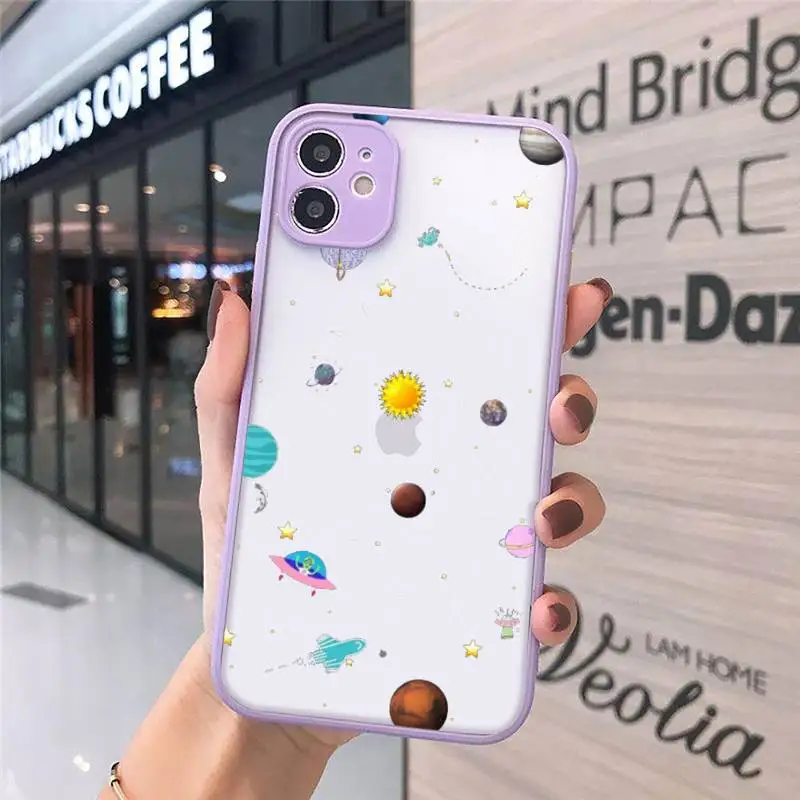 

Starry Universe Phone Case purple matte transparent For iPhone 7 8 x xs xr 11 12 pro plus max mini Clear Funda