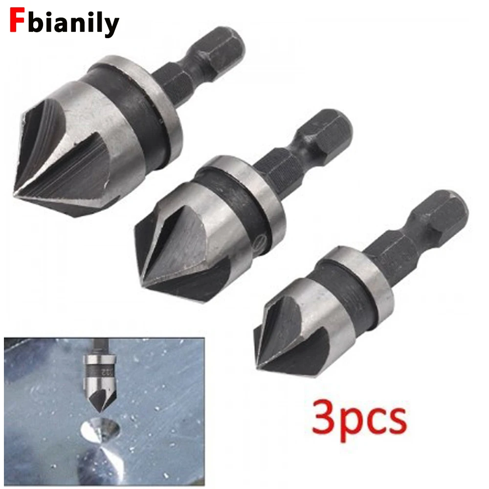 

3pcs Carbon Steel Hex Countersink Boring Set for Wood Metal Quick Change Drill Bit Tools 3pcs Hexagonal Shank
