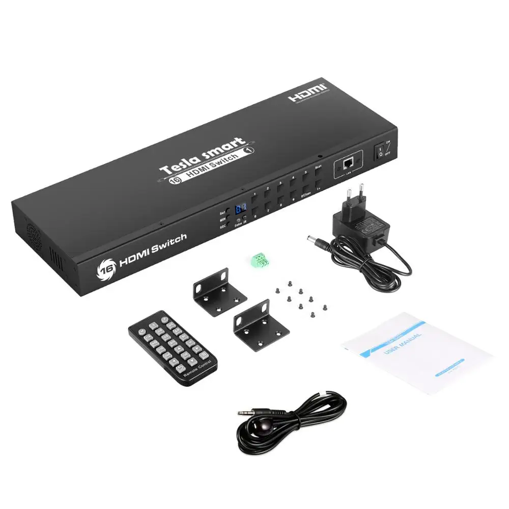 Tesla smart HDMI переключатель Switch стоечный видео Аудио 16 порт HDMI Коммутатор 16 input 1 output Поддержка 3840*2160/4K