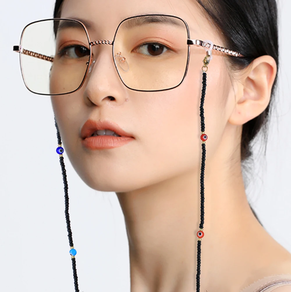 

KELITCH Lanyard Glasses Chain Mask Holder Sunglasses Boho Jewelry Evil Eye Beaded Women Chains Handmade Necklaces