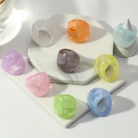 colorful chunky ring for men geometric transparent acrylic round rings for women korean artistic wedding party jewelry gifts