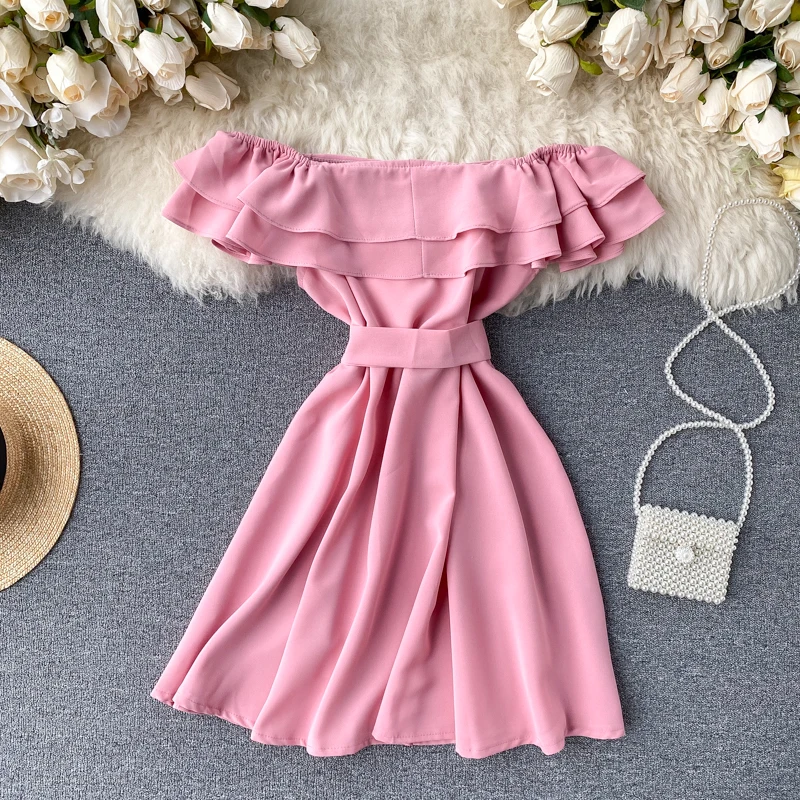 Платье женское с оборками пикантное пляжное праздничное Короткое облегающее