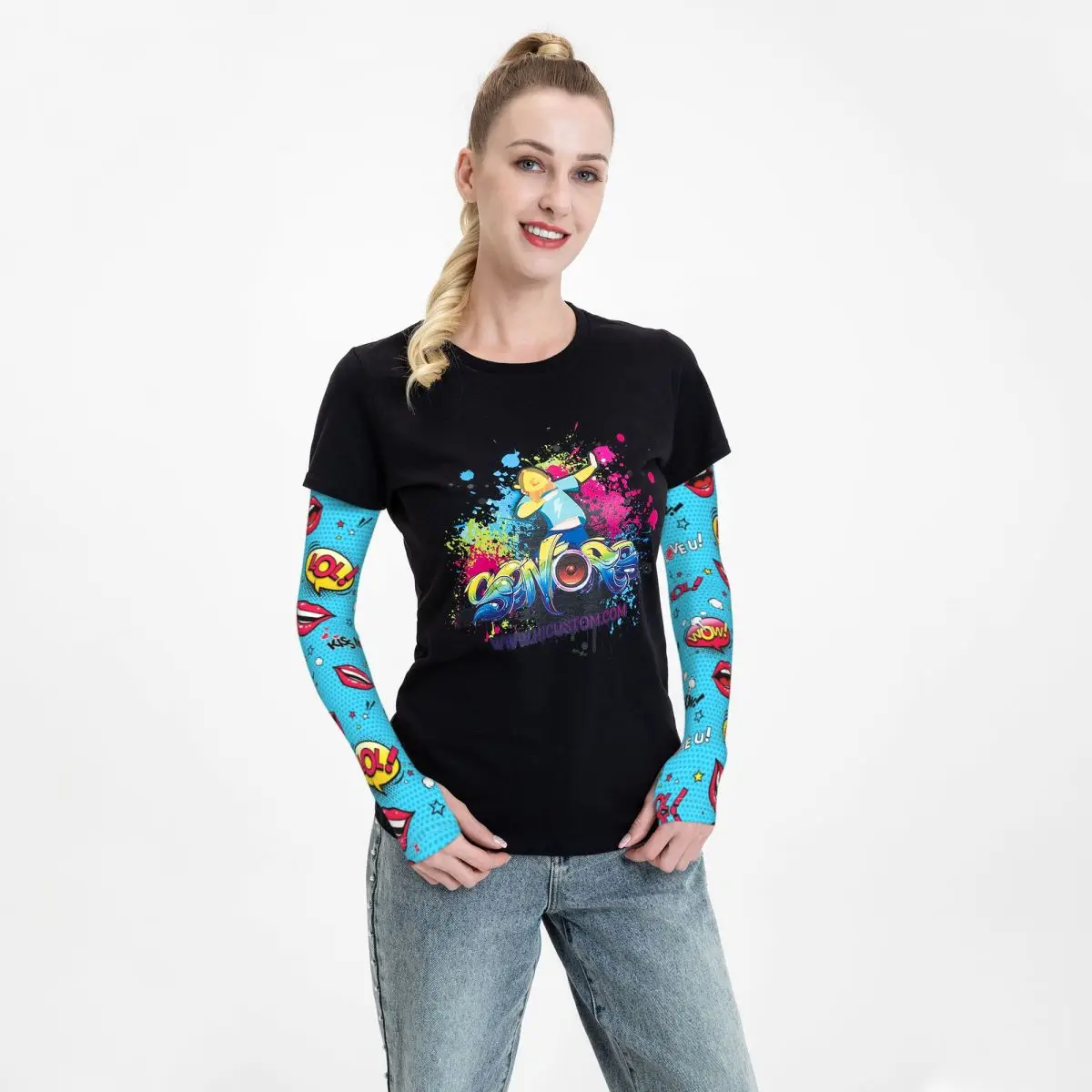 

Спортивный компрессионный рукав для рук с принтом губ, подогреватель для рук для баскетбола, езды на велосипеде, летняя Защита от УФ лучей, о...