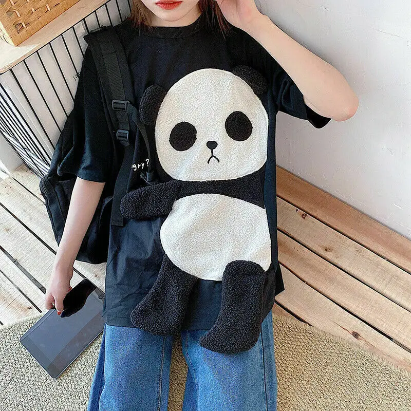 

Women Casual Loose Cute Panda T Shirts Summer Short Sleeve Tops Gothic Punk Street Girls Harajuku Graphic Tees