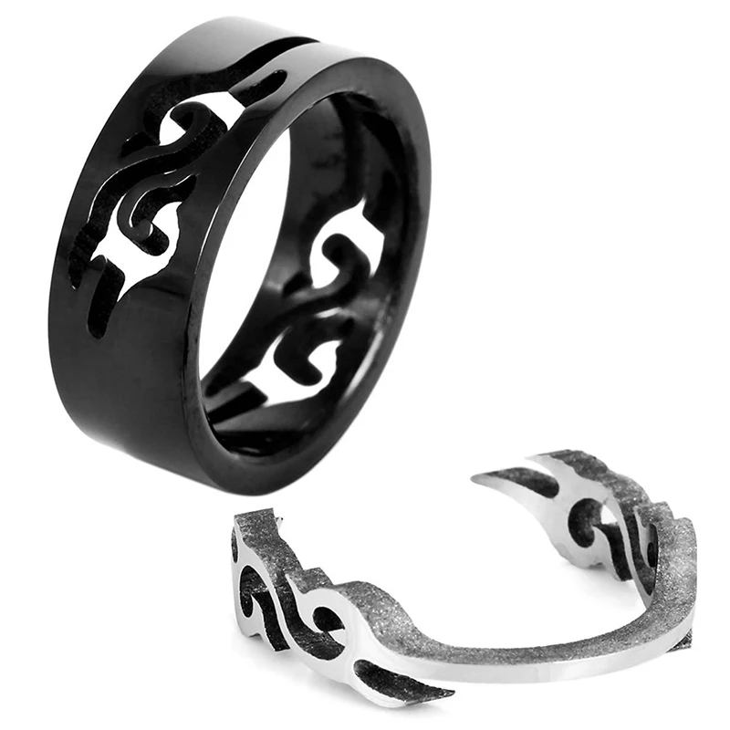 Кольцо из нержавеющей стали черный полый ажурный Дракон Ретро Уникальный|Кольца