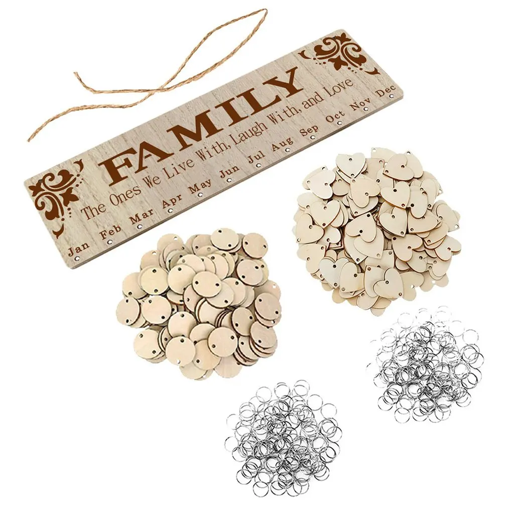Fashion DIY Wood Calendar Family Heart Printed Wall Sign Special Dates Reminder Board Home Hanging Decor Gifts | Дом и сад
