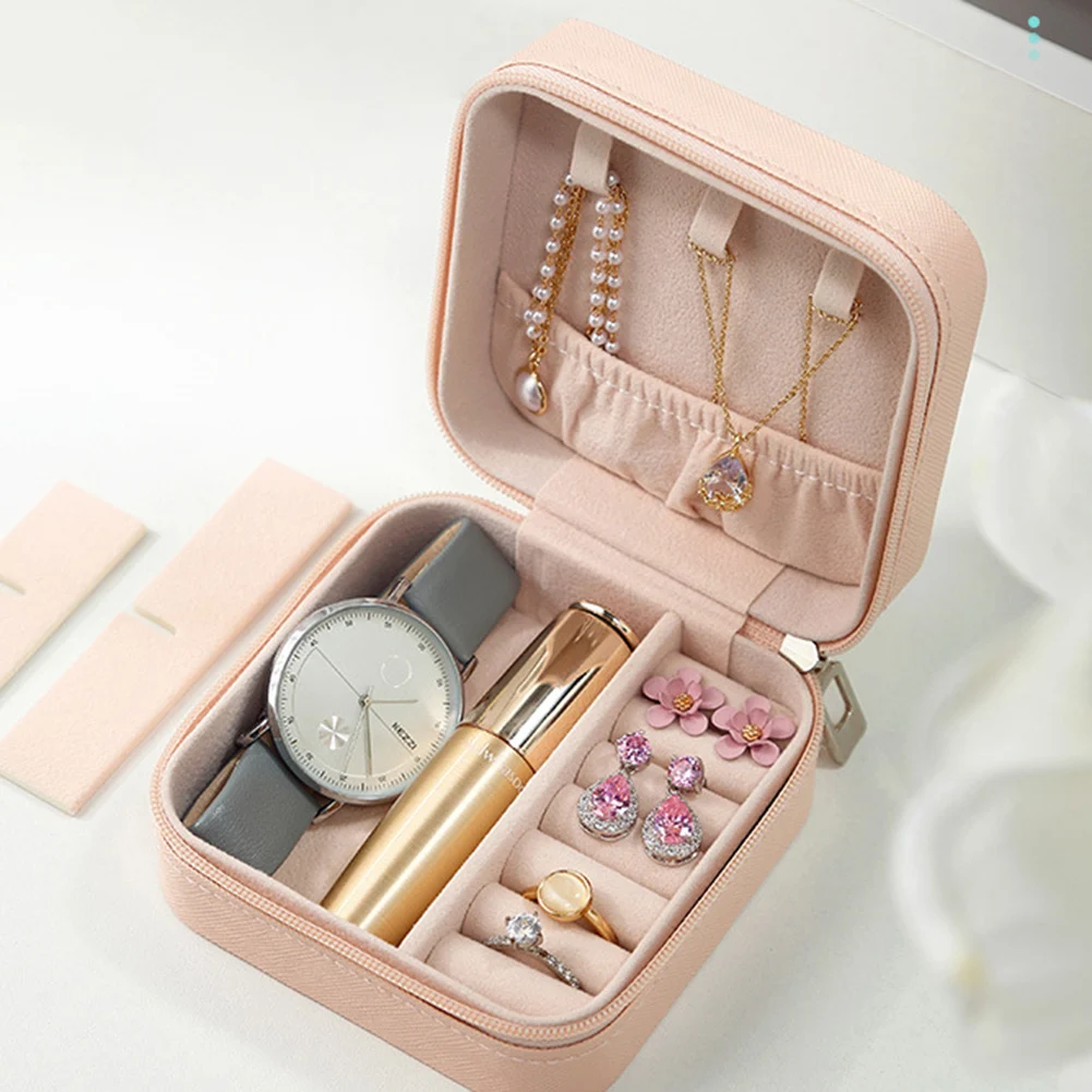 

Jewelry Organizer Box Travel Jewelry Case with Double Layer Portable Storage Case for Rings Necklaces Earrings