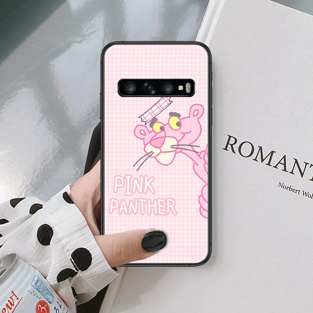 

Cute Pink Panther Cartoon Phone Case For Samsung Galaxy Note S 8 9 10 20 Plus E Lite Uitra Black black Funda Luxury Etui Trend