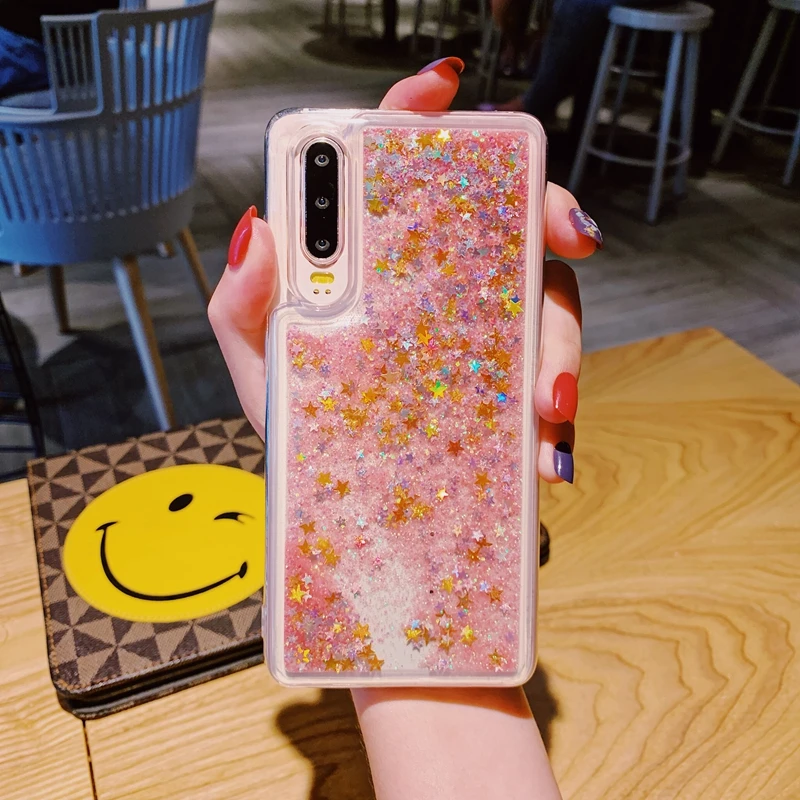 Для Huawei P30 P20 Mate 10 20 Pro Nova 3 3i 4 4e Honor 9 View Lite Блестящий жидкий зыбучий песок Сердце