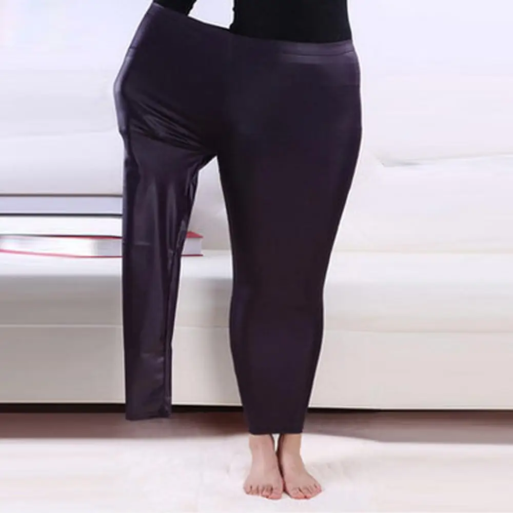 Женские кожаные леггинсы размера плюс на осень и зиму штаны-карандаш с эффектом