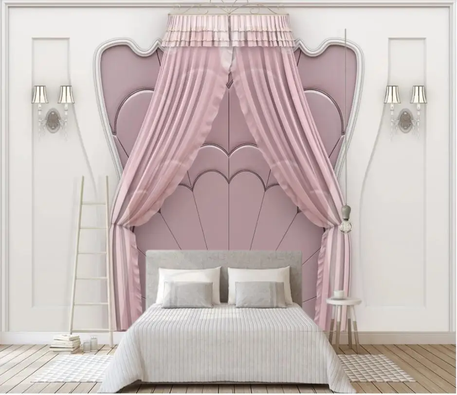

custom photo 3d wallpaper Imitation European carved soft package pink screen bedroom decor 3d wall mural wallpaper for walls 3 d