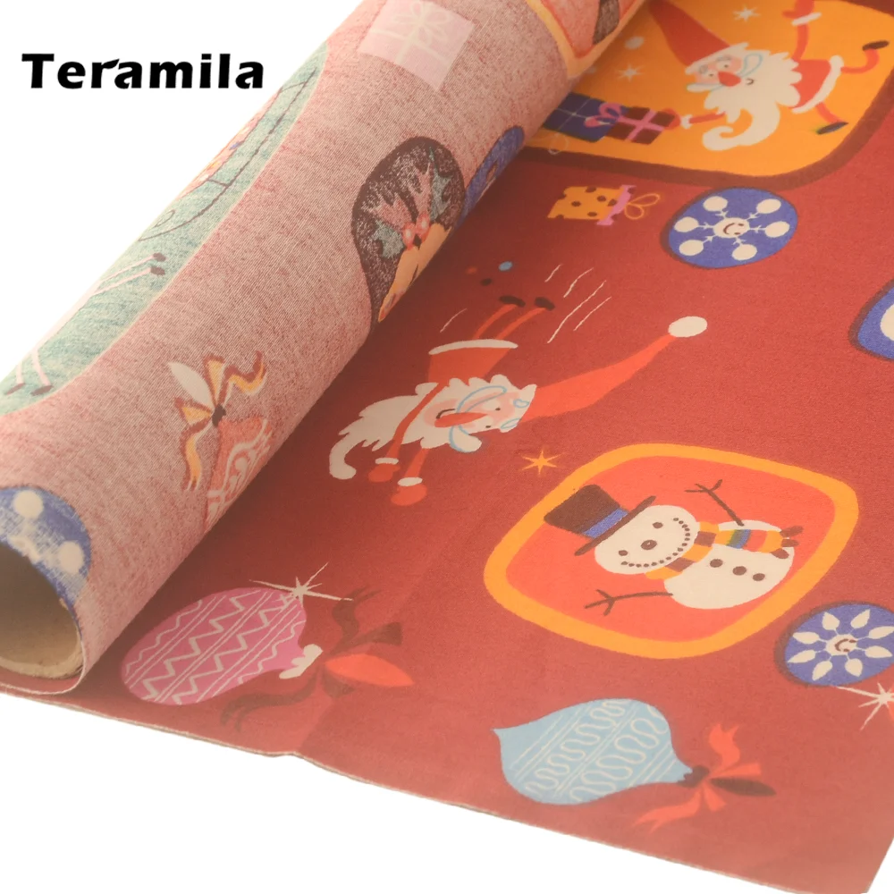 Teramila 100% хлопчатобумажная ткань Рождественский дизайн красный твидовый саржевый