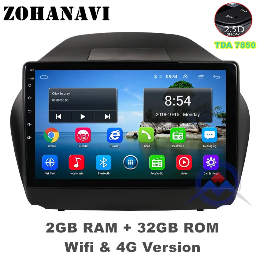 ZOHANAVI 10,2 дюймов Android 9,0 автомобильный dvd-плеер для hyundai Tucson IX35 2011- автомобильный Радио Аудио с картами