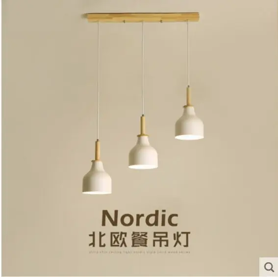 

Скандинавская Люстра для ресторана, светодиодная лампа с тремя головками в современном минималистичном стиле, из массива дерева, для бара, ...