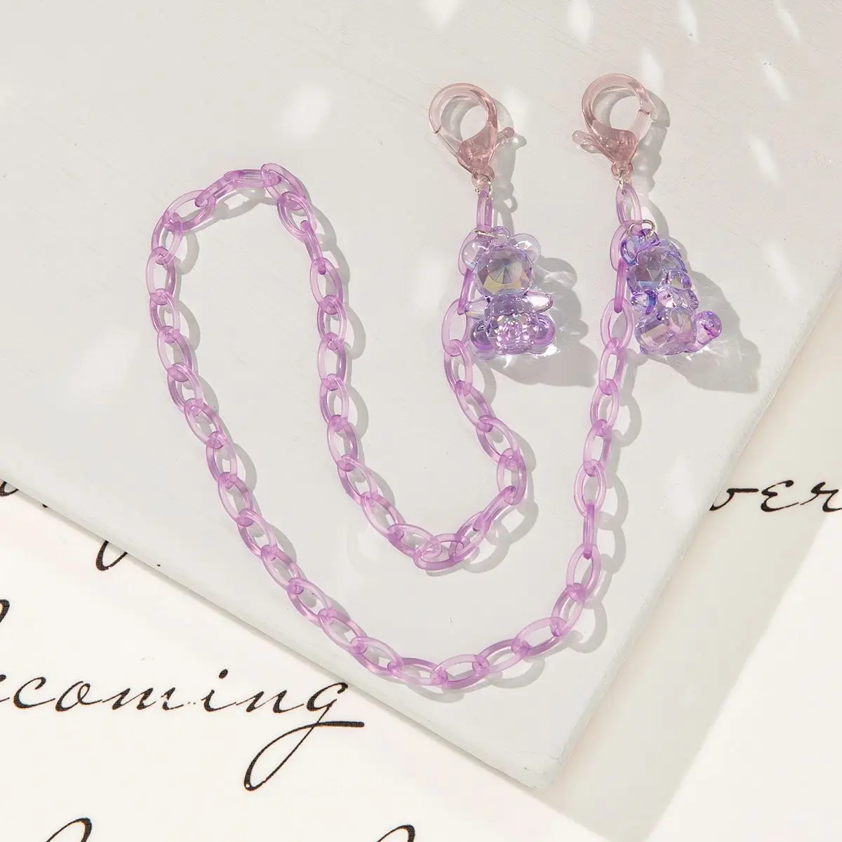 

Colorful Transparent Bear Pedant Acrylic Glasses Chain Hanging Neck Strap Holder Anti-Lost Mask Rope Lanyard Chain