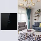 Сенсорный выключатель EsooLi Tuya Smart Life со стеклянной панелью, ЕСВеликобритания, голосовое управление нулевойодиночной линией огня, беспроводной настенный выключатель