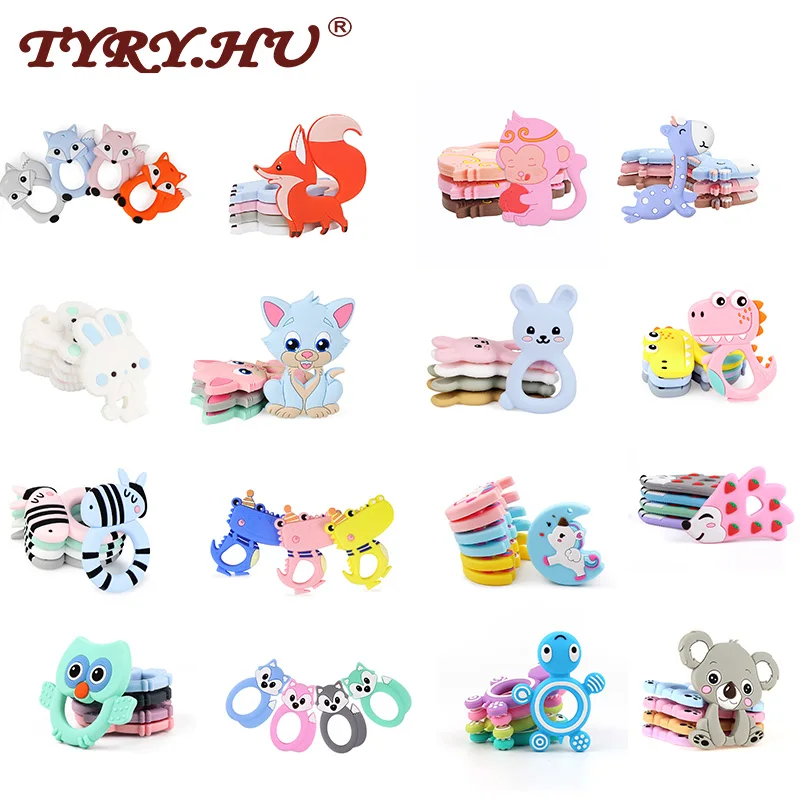 TYRY.HU 50PC Baby Teething Toys Cartoon Silicone Pendant For Pacifier Chain BPA FREE Rodent DIY Accessories Chewing Teether Baby