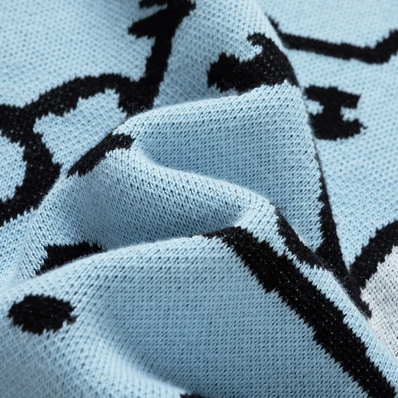 autumn anime knitted sweater oversized retro harajuku turtleneck loose vintage sweater cartoon cute cotton pullover men clothing free global shipping