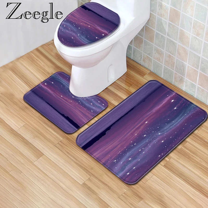 Retro Printed Bathroom Carpet Rug Bath Mat Set Toilet Seat Cover Pedestal Non Slip Absorbent Shower | Дом и сад