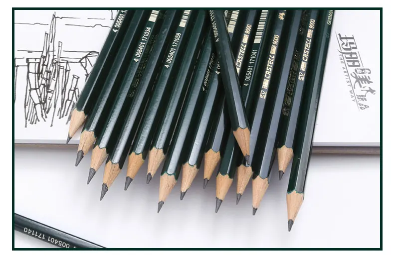 1 шт. Германия Faber-Castell 9000 эскиз карандаш для рисования дизайн товары для рукоделия SV технология склеивания НЕОБРАБОТАННАЯ древесина экологическая безопасность
