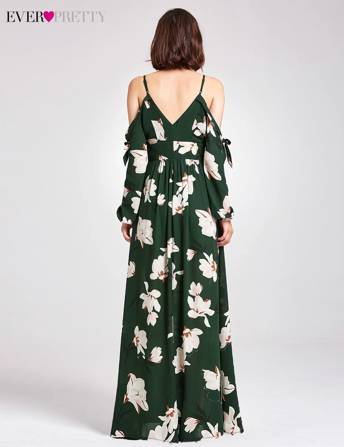 Vestido De Formatura/платья для выпускного вечера с цветочным принтом; милое ТРАПЕЦИЕВИДНОЕ ПЛАТЬЕ С v-образным вырезом и холодным рукавом; элегантные вечерние платья