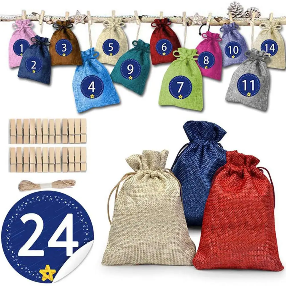 

DIY Advent Calendar Filling Gift Bags 1-24 Advent Numbers Sticker for Christmas