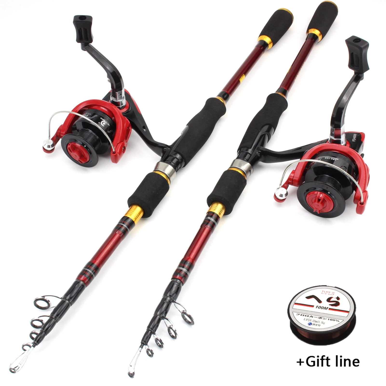 

1.8m2.1m2.4m2.7m Rod Reel Combos Fishing rod with reel Set Carbon lure fishing rod Travel beginner fishing fish Tackle Portable
