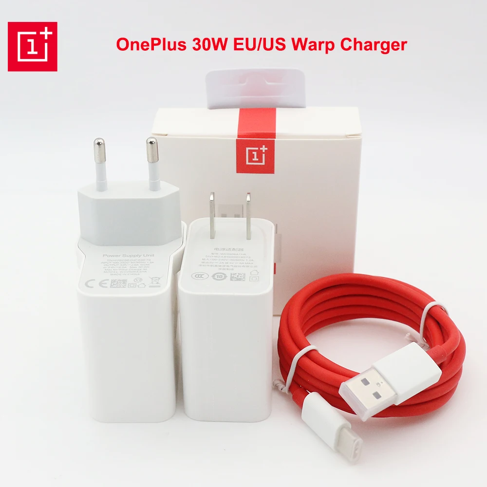 

Original OnePlus 7 Warp 30W Charger Fast EU/US 30W Charge Power Adapter Dash Usb Type C Cable for 1+ 8 Pro 8 7T Pro 7 6T Phone